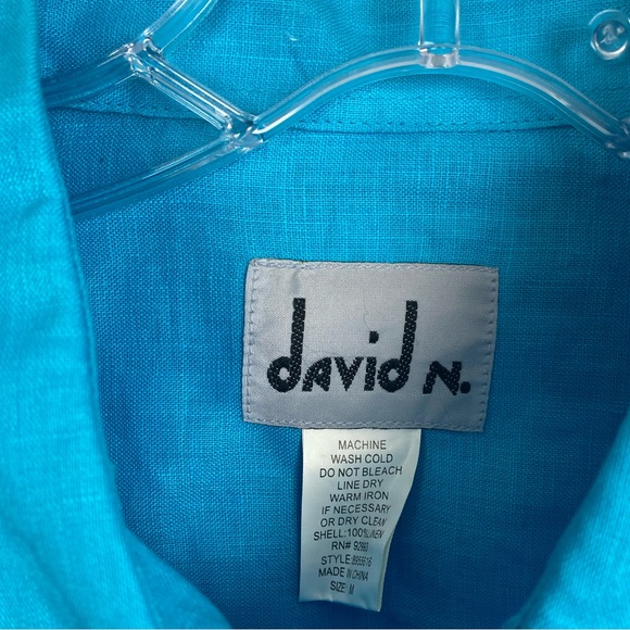 NWT David N. 100% Linen Button Down Shirt Size M - Picture 4 of 7